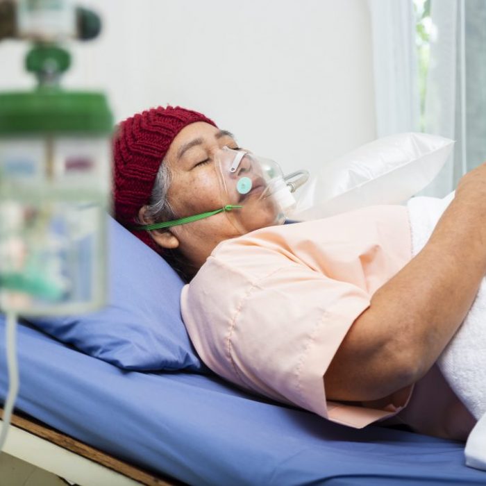 Asian elderly woman patient in hospital